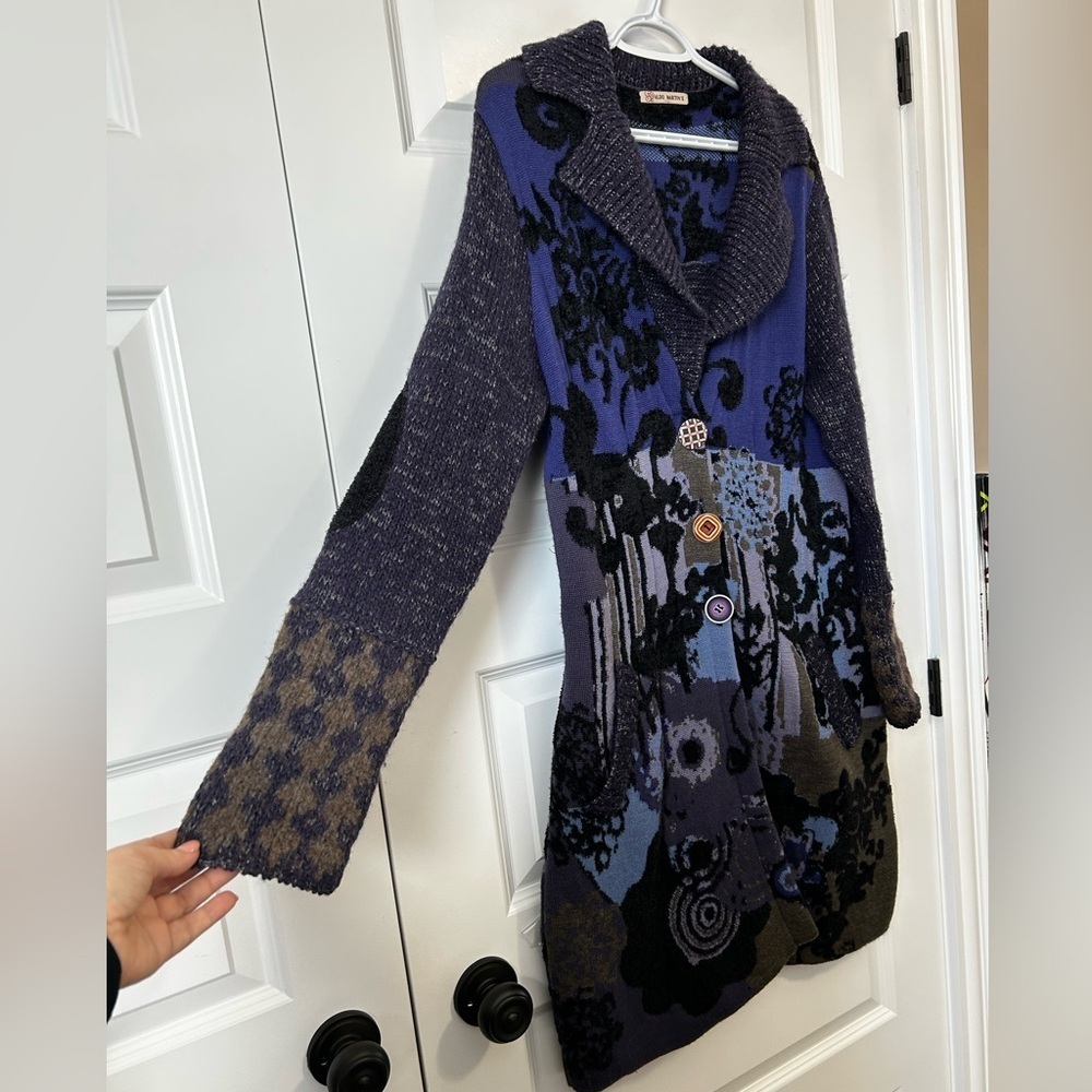 Aldo Martins Wool Alpaca Boho Artisan Knit Long Cardigan - Picture 3 of 9